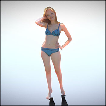 穿蓝色内衣的性感女孩3D模型16设计网精选