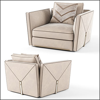 巴斯蒂安皮革扶手沙发椅3D模型16设计网精选
