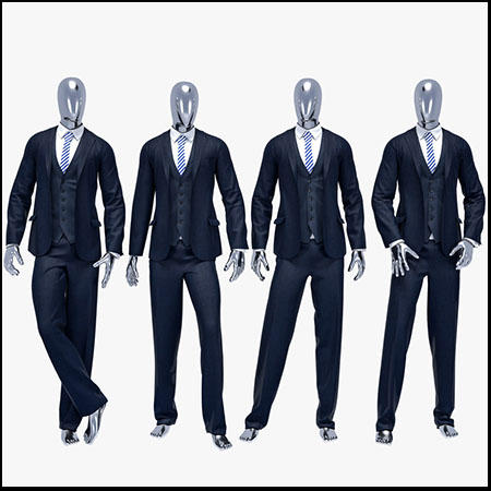 穿西装的男性人体模特3D模型16素材