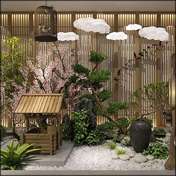 新中式园艺小品3D模型16设计网精选