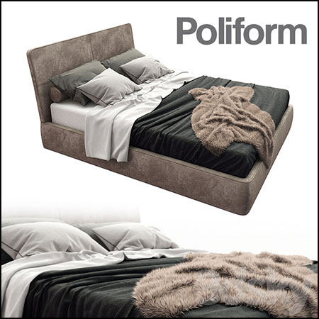 Poliform欧式双人床3D模型素材天下精选
