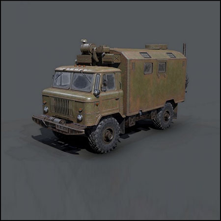 苏联军用卡车Gaz 66 with Kung 3D模型素材天下精选