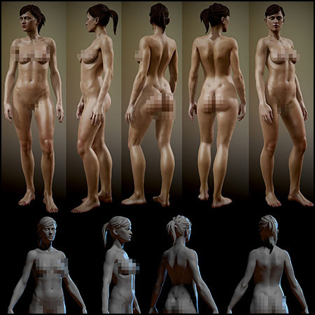 女性人物人体裸体高精度写实3D模型