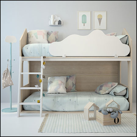 上下双层儿童床3D模型16设计网精选
