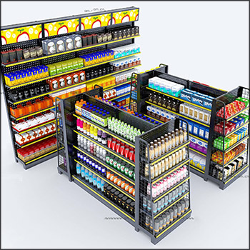超市货架零食货架3D模型素材天下精选
