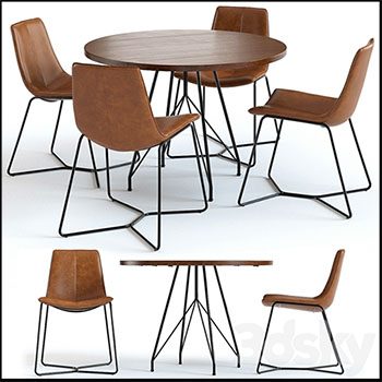 圆形团圆餐桌和餐椅3D模型