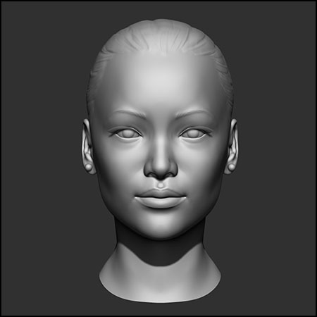亚洲女性头部和面部3D模型
