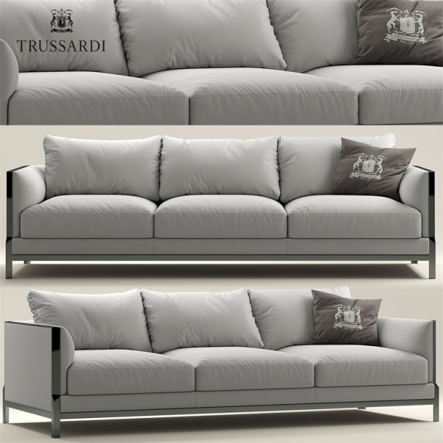 Trussardi三人白色沙发3D模型素材天下精选