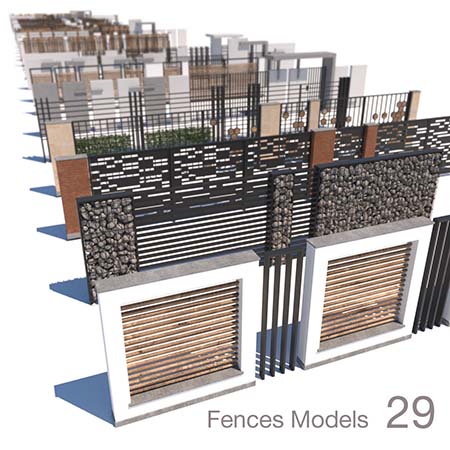 现代建筑围栏栅栏集合VR/AR/PrimePro 3D模型素材天下精选