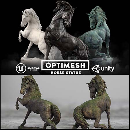 高品质低多边形马的雕像3D模型16素材网精选