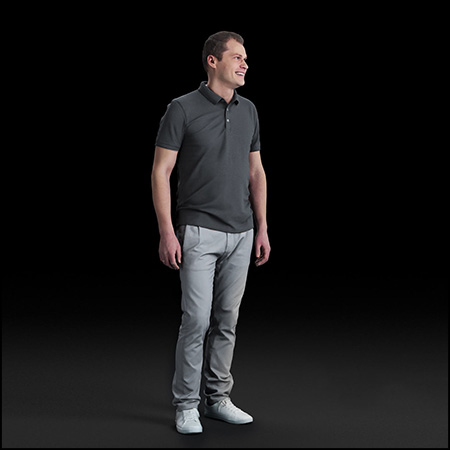 穿着POLO衫站着的中年男人3D/C4D模型