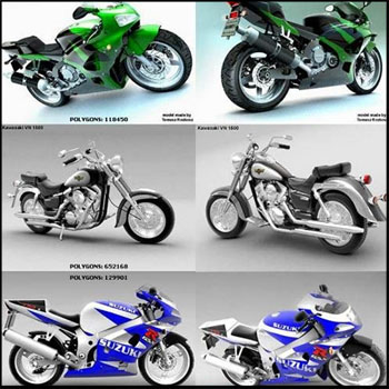 3款摩托车3D模型16设计网精选