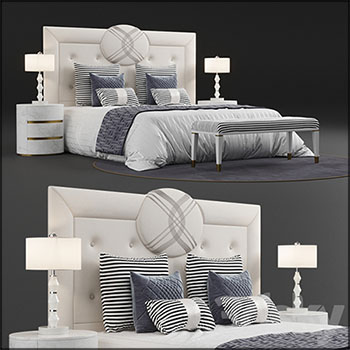 fendi双人床枕头和台灯3D模型16素材网精选