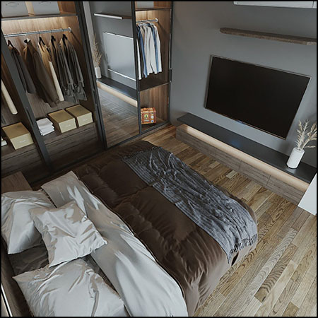 公寓室内卧室场景3D模型16设计网精选By Nguyen Tuan