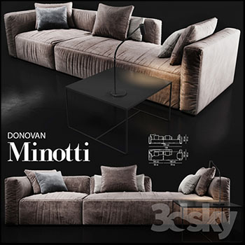 Minotti三人布艺沙发3D模型