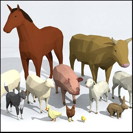 家养动物低多边形3D模型