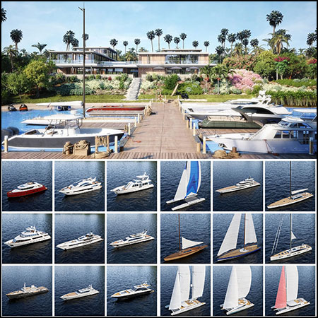 28款船、游艇、双体船和摩托艇3D模