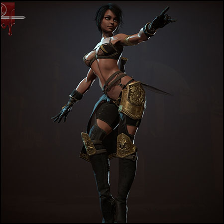 刺客女孩游戏角色3D模型16素材网精选