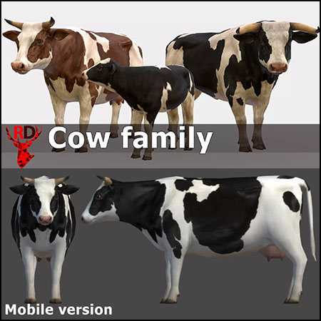 大奶牛和小奶牛一家3D模型16设计网精选
