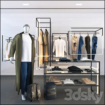 服装商店里的衣服裤子和背包3D模型16设计网精选