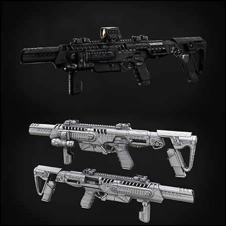 roni冲锋枪3D模型16素材网精选