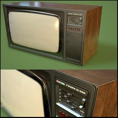 复古老式电视机3D模型素材天下精选