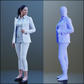 穿着西装的商务女性3D模型16设计网
