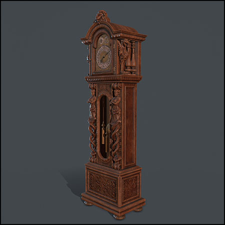 欧式复古祖父时钟3D模型16设计网精选