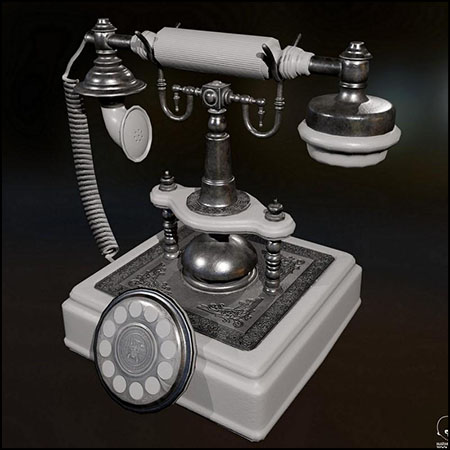 欧式复古拨盘电话3D模型16设计网精选