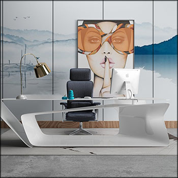 现代办公桌椅3D模型素材天下精选