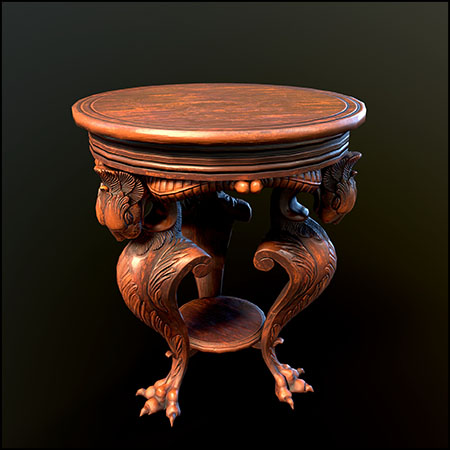 复古圆形桌子3D模型