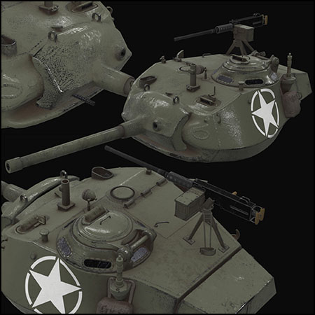 Turret M24 Chaffee坦克3D模型