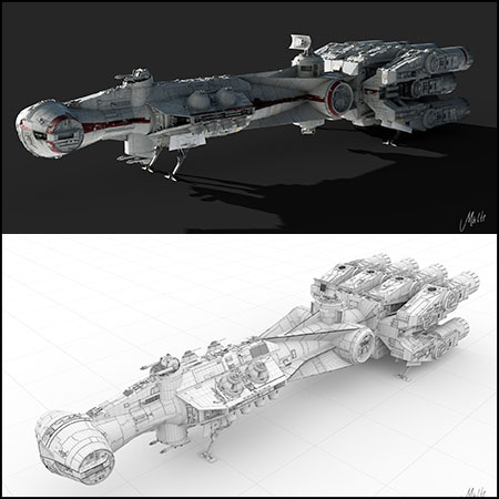 《星球大战》坦特维Ⅳ型科幻宇宙飞船3D模型16设计网精选
