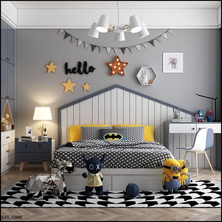现代儿童卧室场景3D模型16设计网精选By HuyHieuLee