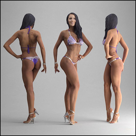 穿比基尼的健身美女3D模型