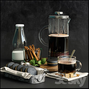 咖啡壶咖啡和食物3D模型16设计网精