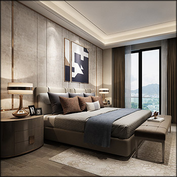现代高端卧室室内场景3D模型16设计