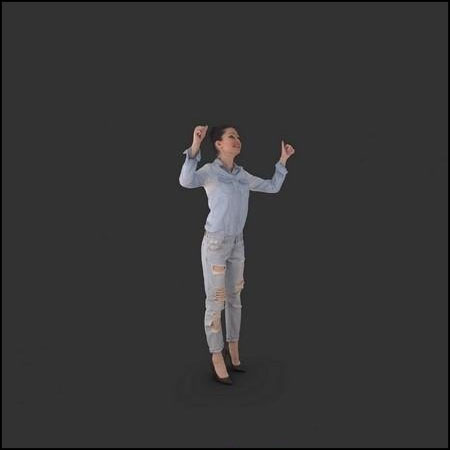 举起双手欢呼的年轻女人3D模型16图