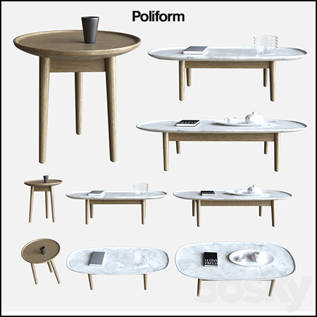 椭圆形咖啡桌3D模型16设计网精选