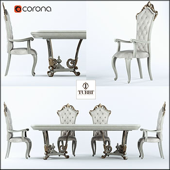 Turri欧式风格餐桌餐椅3D模型16图