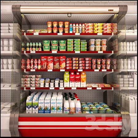 超市冷藏陈列柜3D模型16设计网精选