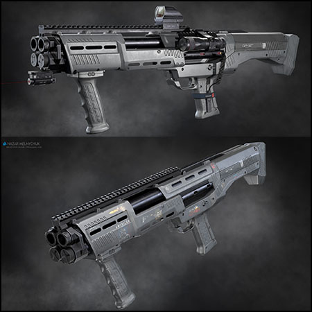 DP-12 + Accessories散弹枪3D模型