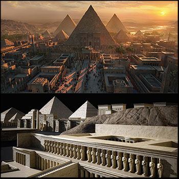 埃及金字塔场景3D模型16设计网精选