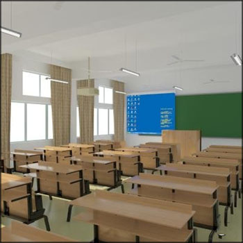 教室室内场景3D模型16设计网精选