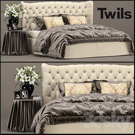 Twils欧式双人床床罩3D模型16设计网精选