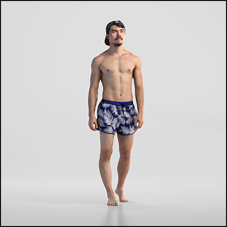 Rizzy 1384穿短裤上身赤裸的男人3D模型