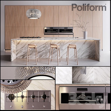 厨房橱柜和燃气灶3D模型16设计网精选