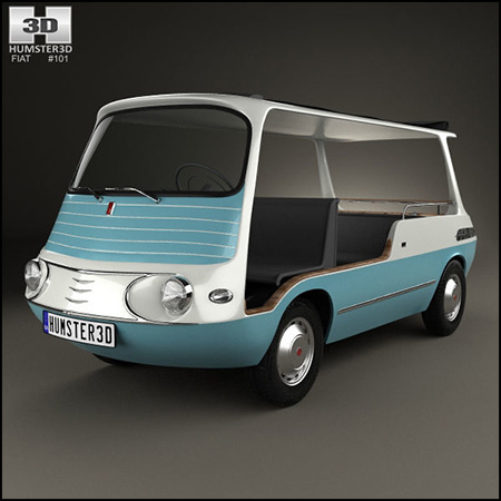 菲亚特Fiat 600 Multipla Marinella 1958 游览观光车3D模型16设计网精选
