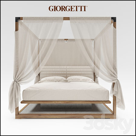 Giorgetti带蚊帐的双人床3D模型16设计网精选