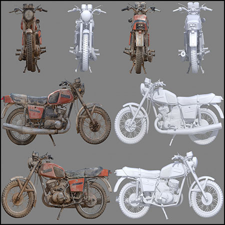 苏联破旧的摩托车3D模型16设计网精选